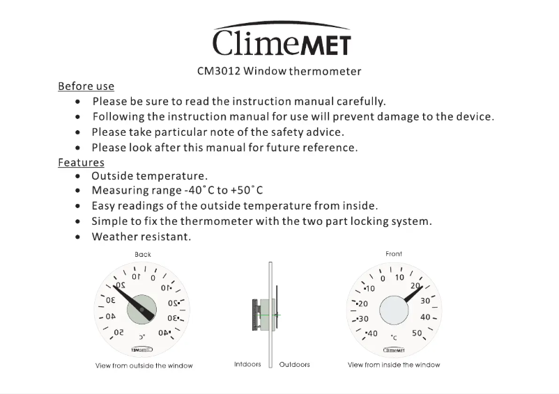 Page 1 de la notice Manuel utilisateur ClimeMET CM3012