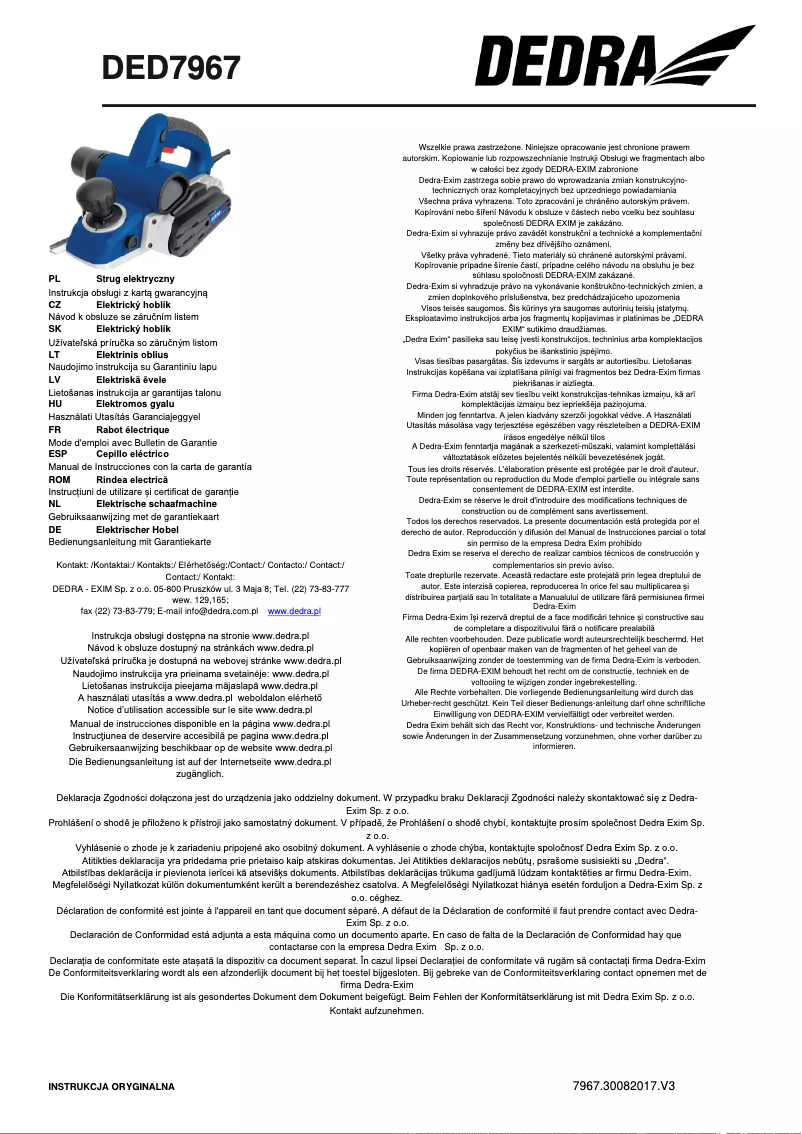 Page 1 of the manual User Manual DEDRA DED7967