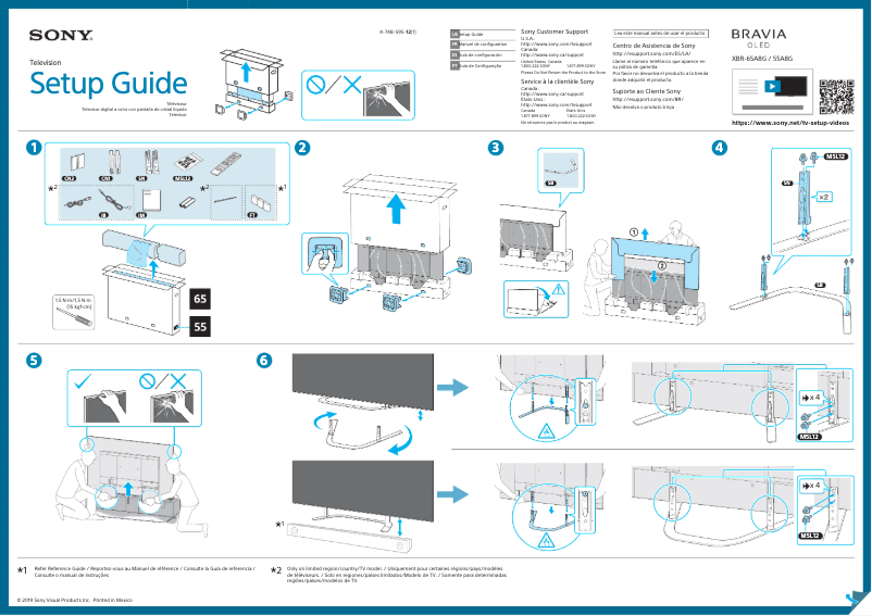 Página 1 del manual Guía de instalación Sony Bravia Oled XBR-55A8G