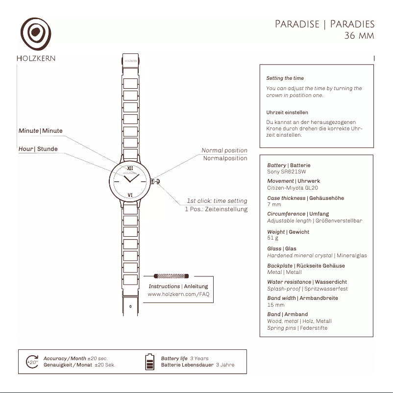 Page 1 de la notice Manuel utilisateur Holzkern Maui