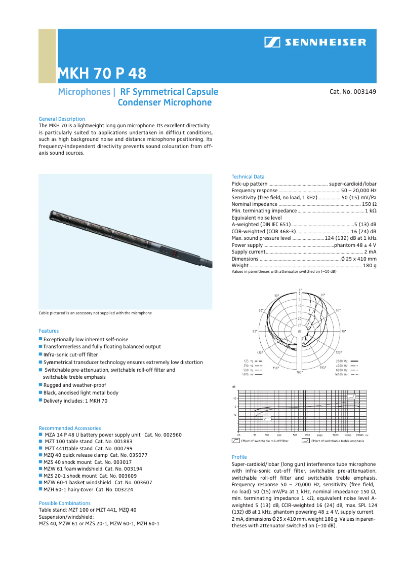 Image de la première page du manuel de l'appareil MKH 70-1