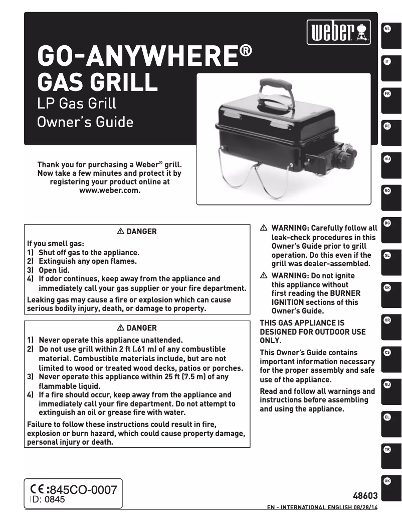 Page 1 de la notice Manuel utilisateur Weber Go-Anywhere