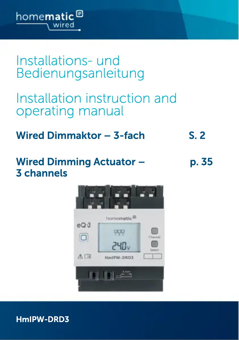Page n°1 - Manuel utilisateur Homematic IP HMIPW-DRD3