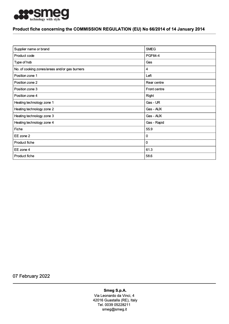 Page n°1 - Brochure Smeg PGF64-4