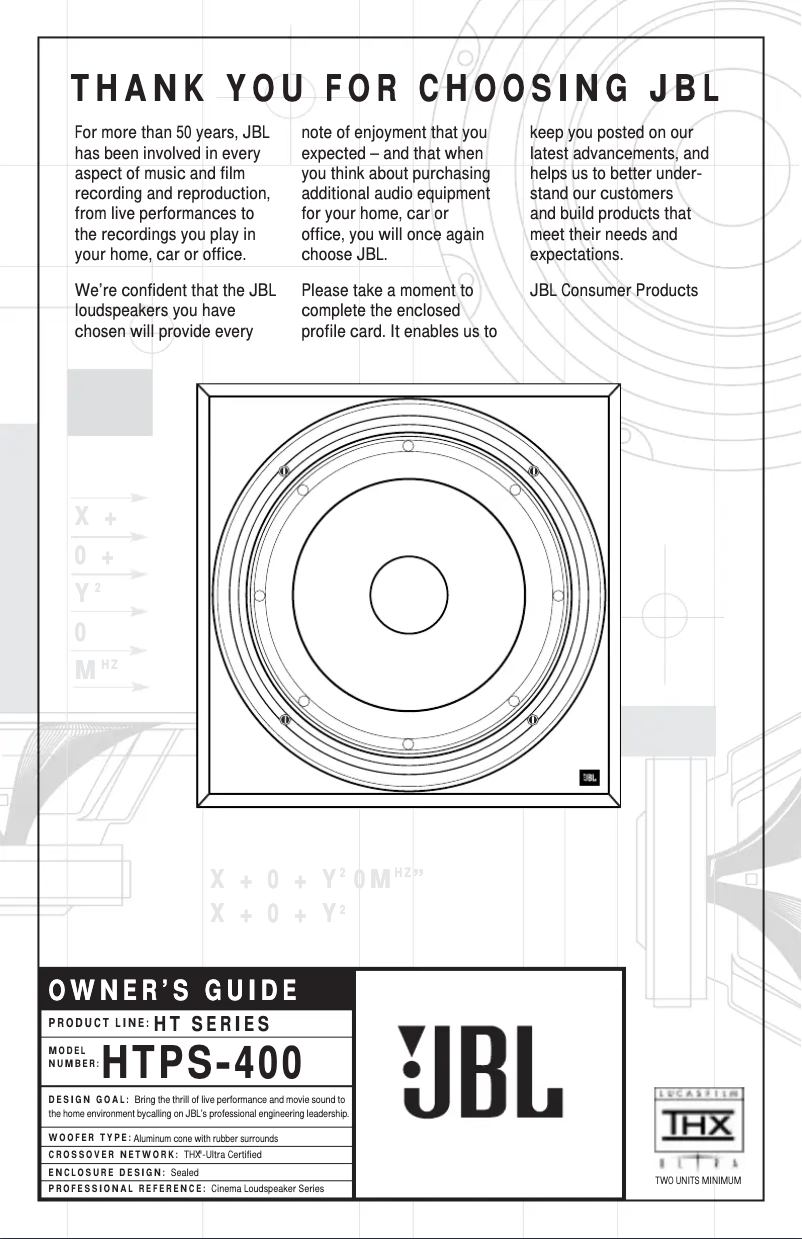 Page 1 de la notice Manuel utilisateur JBL HTPS-400