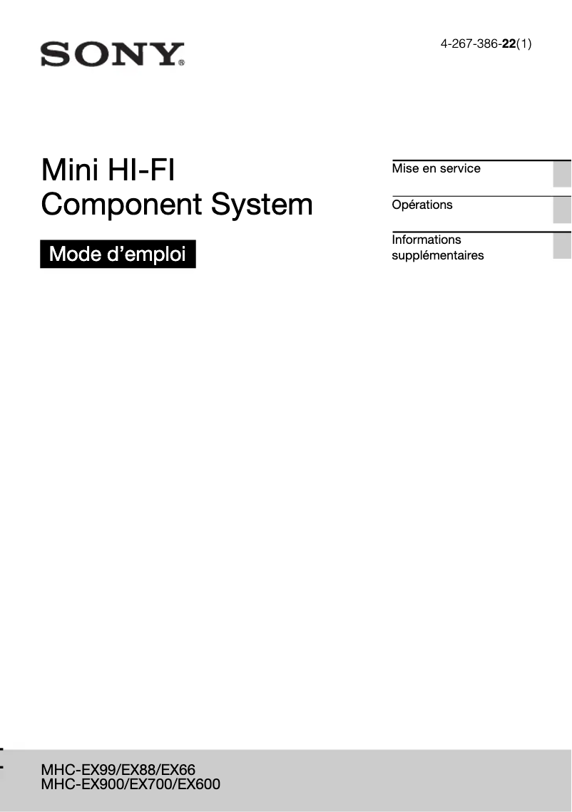 Image de la première page du manuel de l'appareil MHC-EX600