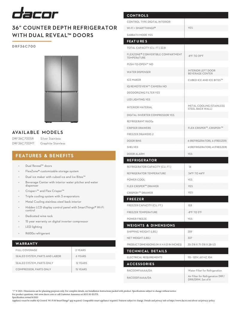 Image de la première page du manuel de l'appareil DRF36C700MT