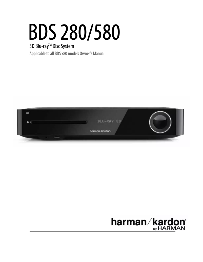Page 1 de la notice Manuel utilisateur Harman Kardon BDS 280