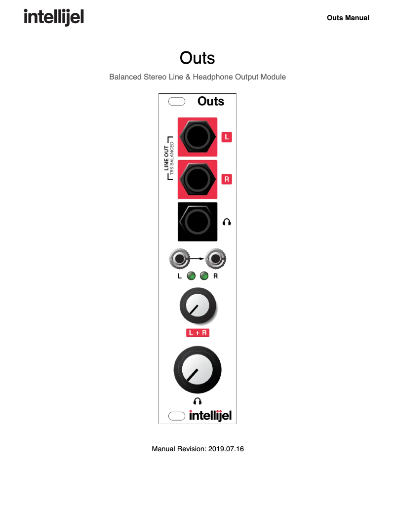 Page 1 de la notice Manuel utilisateur Intellijel Outs