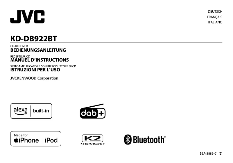 Page 1 de la notice Manuel utilisateur JVC KD-DB922BT