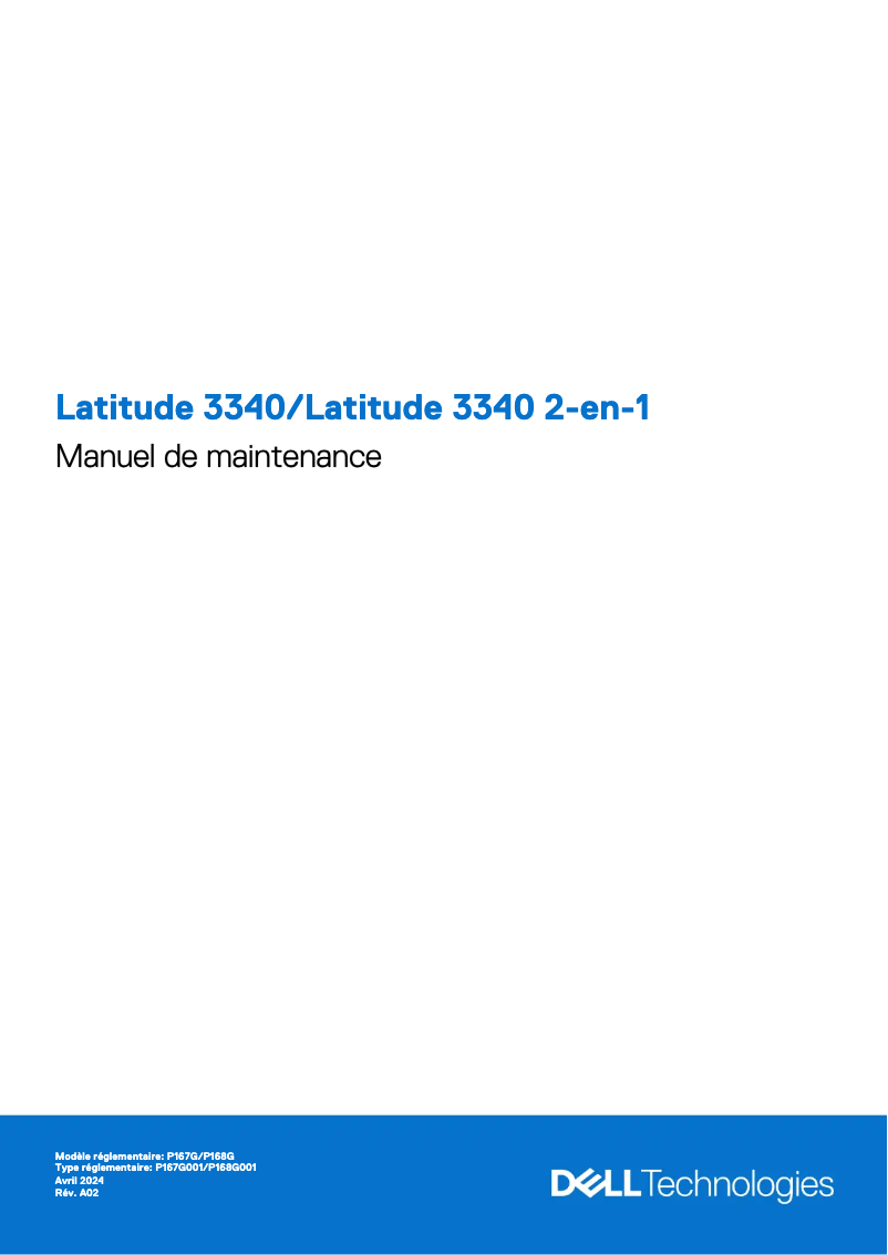 Page 1 de la notice Manuel utilisateur Dell Latitude 3340