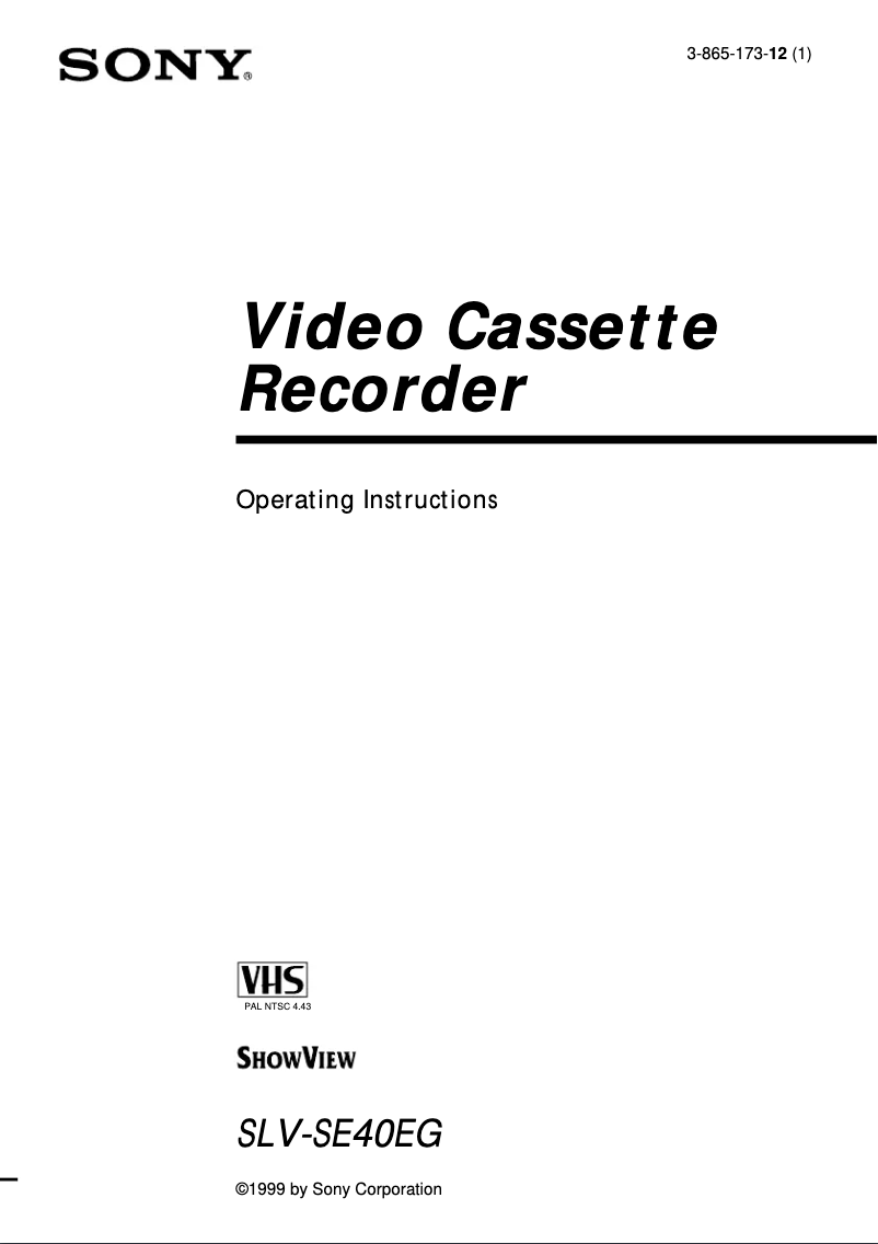 Page 1 de la notice Manuel utilisateur Sony SLV-SE40EG
