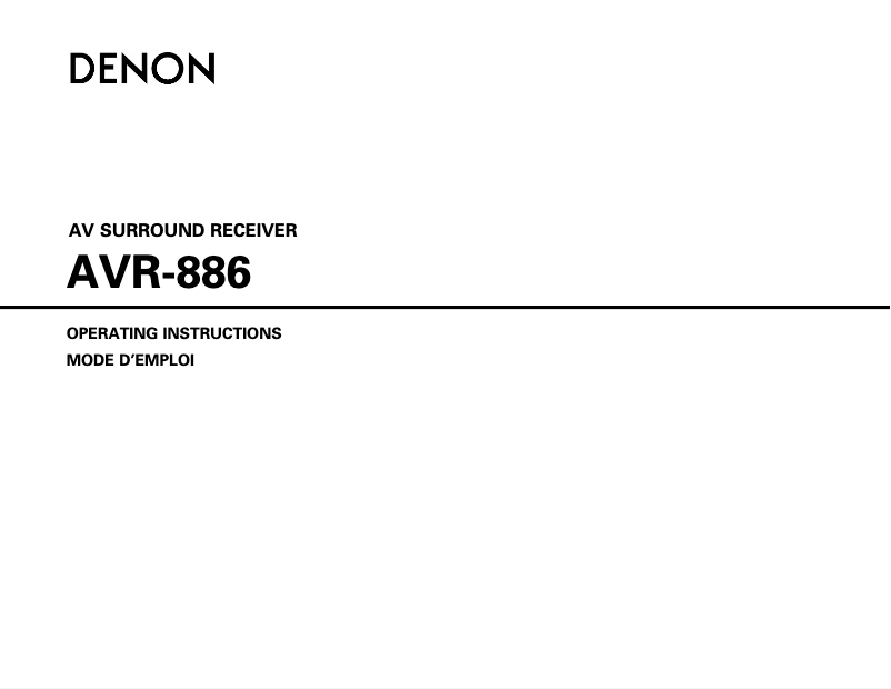 Page 1 de la notice Manuel utilisateur Denon AVR-886S