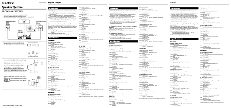 Page 1 de la notice Manuel utilisateur Sony SS-CR190