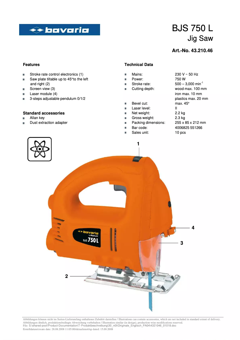 Página 1 del manual Manual de usuario Bavaria BJS 750 L