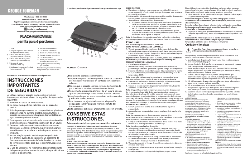 Page 1 de la notice Manuel utilisateur Applica GRP95R