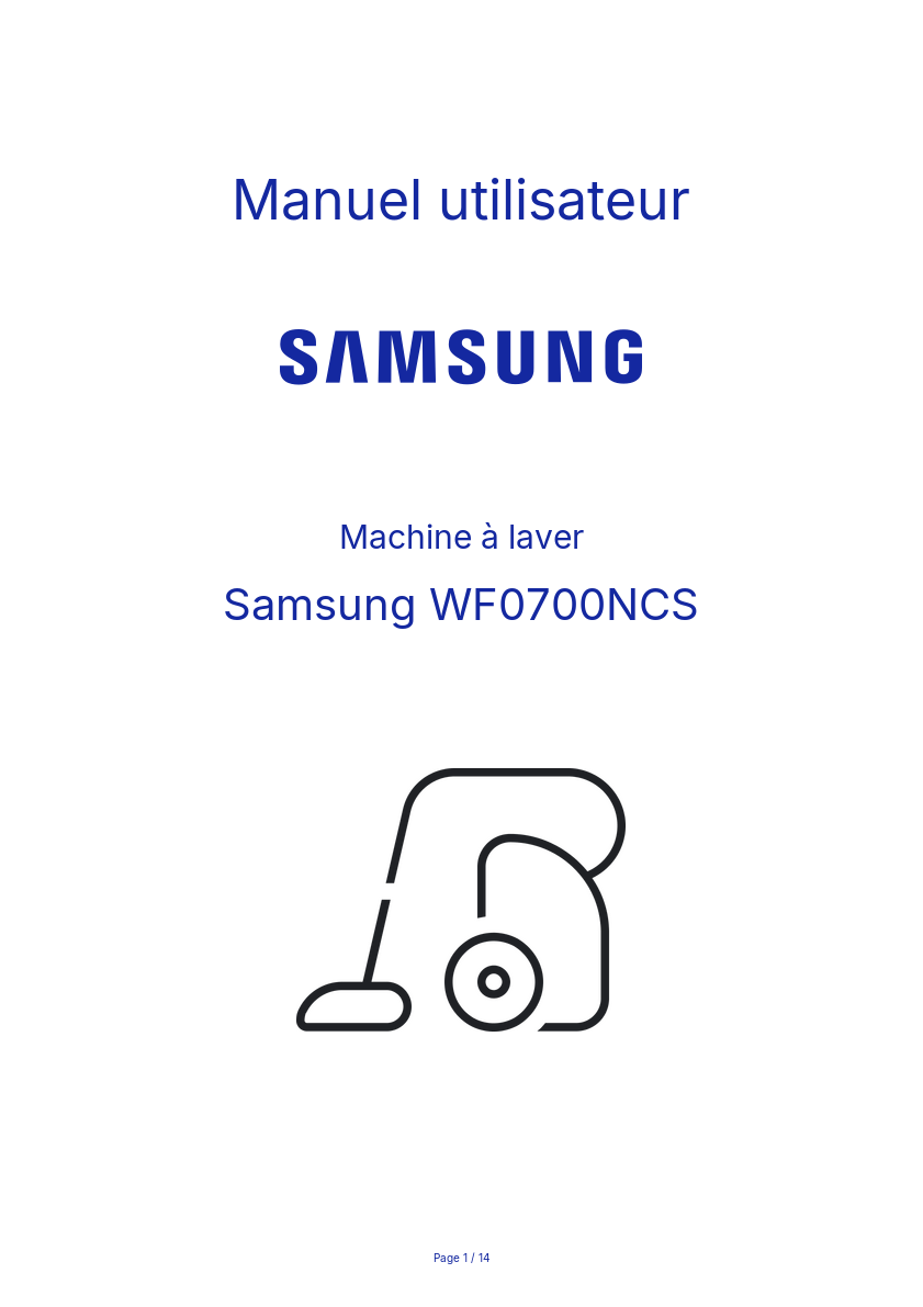 Image de la première page du manuel de l'appareil WF0700NCS