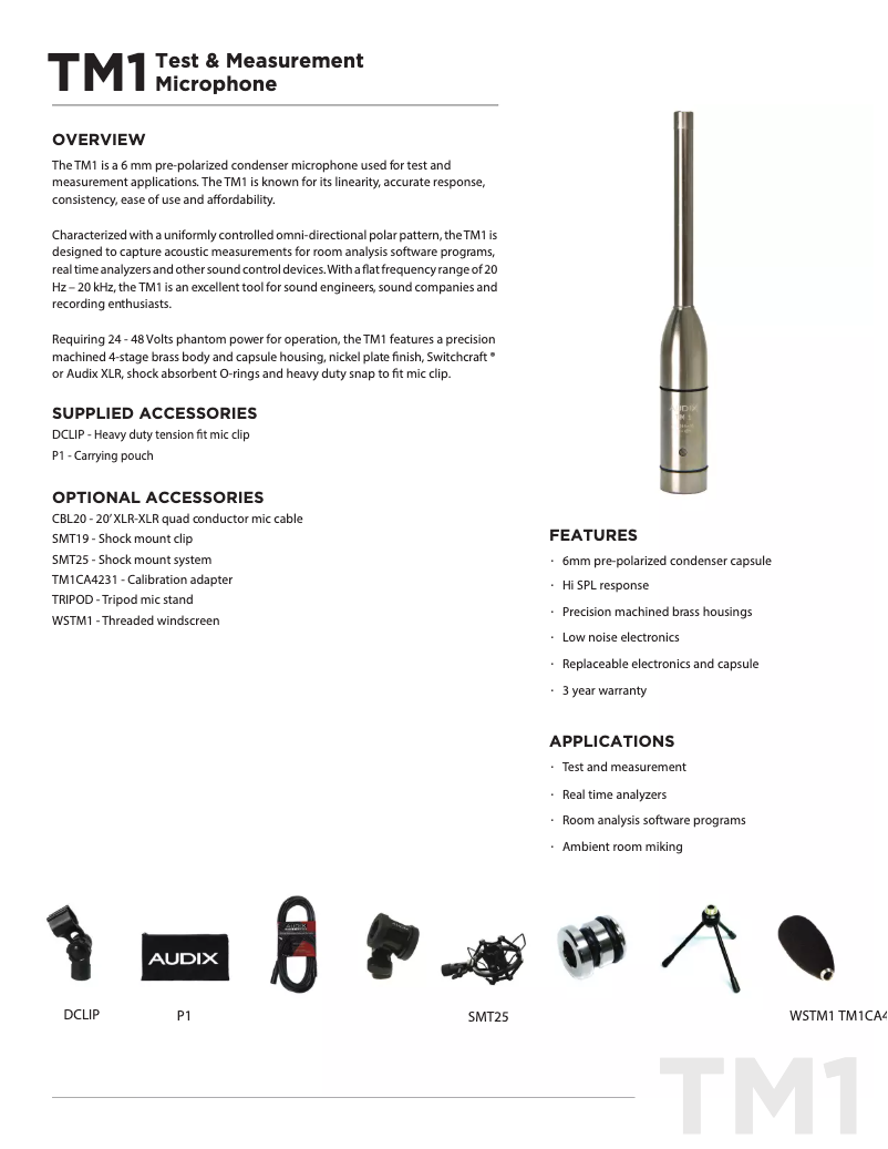 Page 1 de la notice Manuel utilisateur Audix TM1