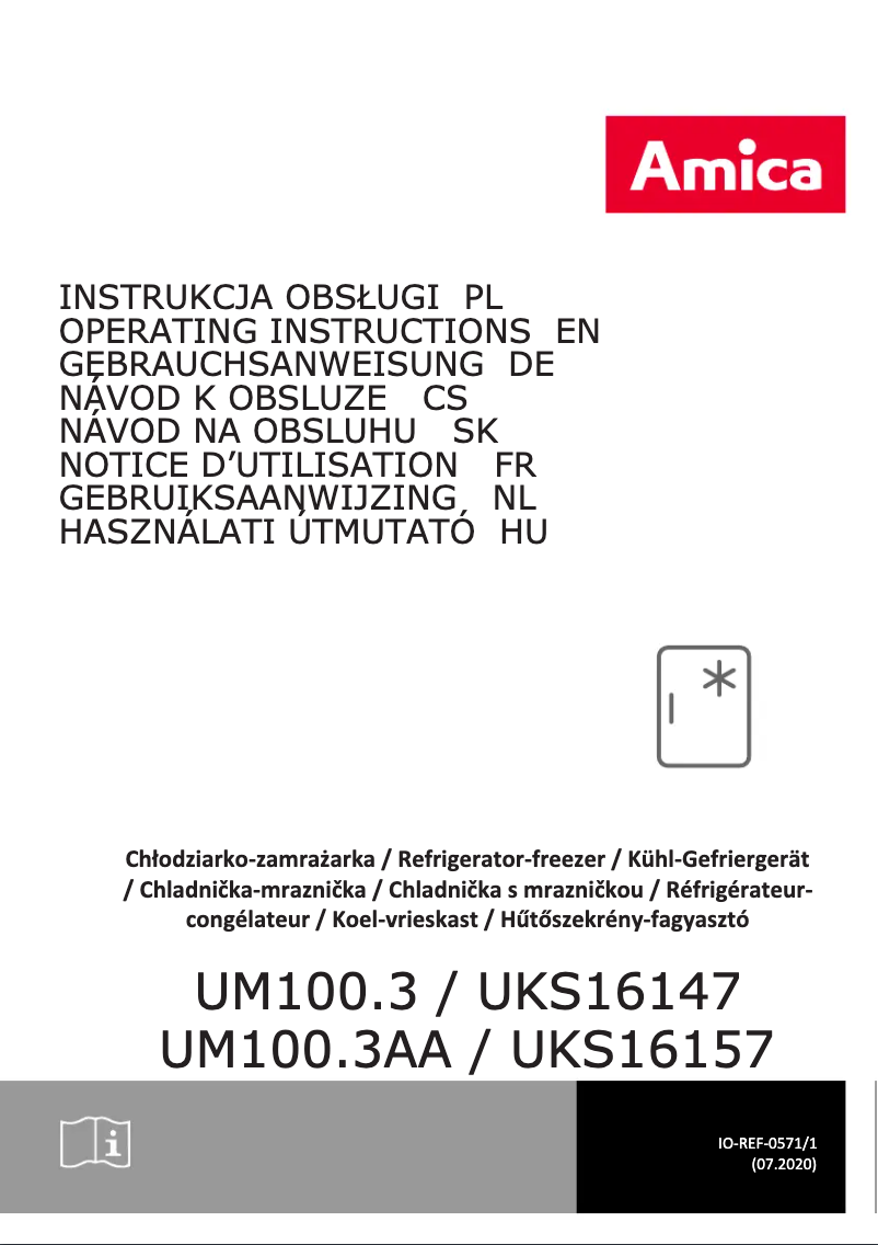 Page n°1 - Manuel utilisateur Amica UKS 16157