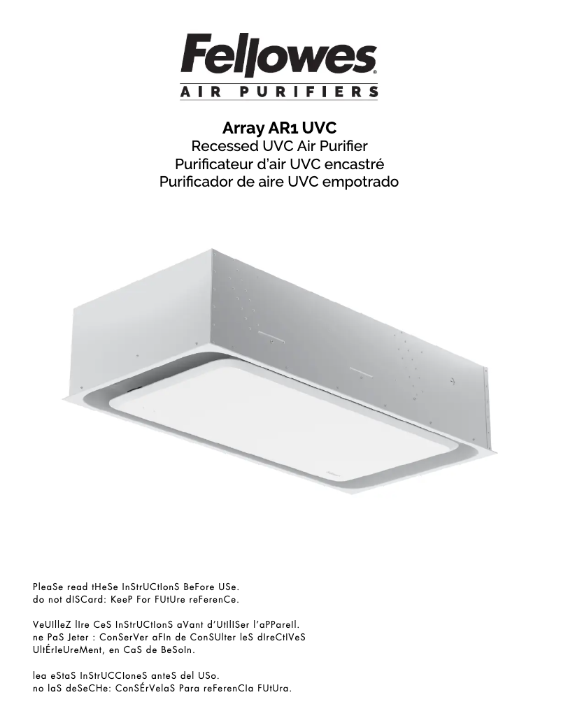 Page n°1 - Manuel utilisateur Fellowes Array AR1 UVC