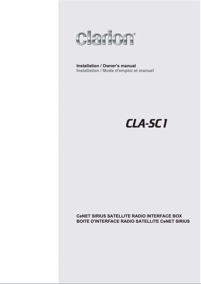 Page n°1 - Manuel utilisateur Clarion CLA-SC1