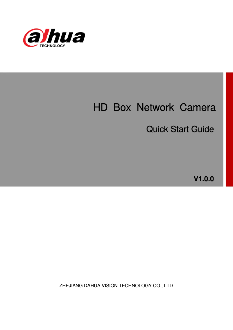 Page n°1 - Manuel utilisateur Dahua Technology Ultra IPC-HF7442F