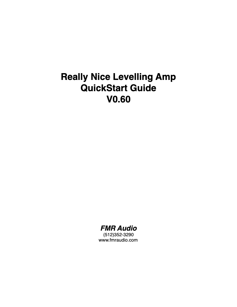 Page n°1 - Manuel utilisateur FMR Audio RNLA 7239