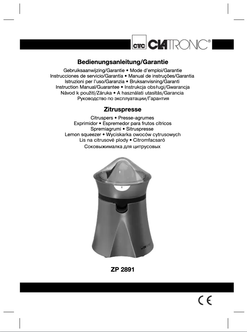 Page 1 de la notice Manuel utilisateur Clatronic ZP 2891