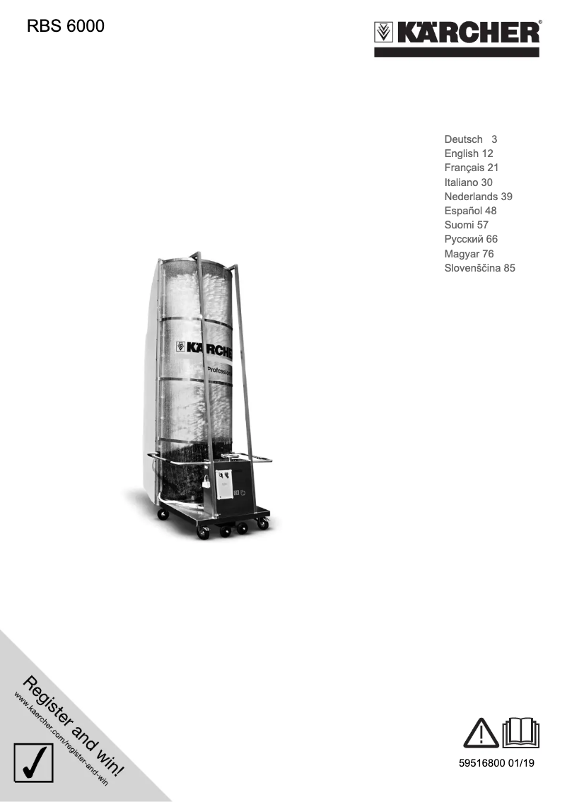 Page n°1 - Manuel utilisateur Kärcher RBS 6014
