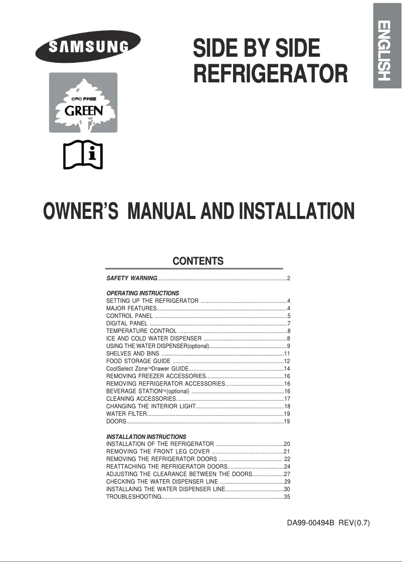 Page n°1 - Manuel utilisateur Samsung RS21DASV