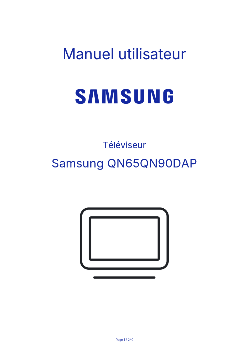 Page 1 de la notice Manuel utilisateur Samsung QN65QN90DAP