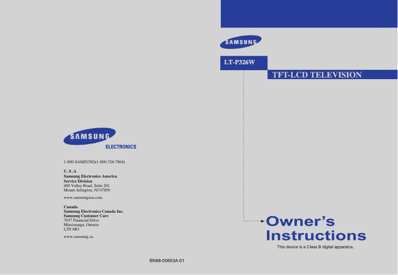 Page 1 de la notice Manuel utilisateur Samsung LT-P326W