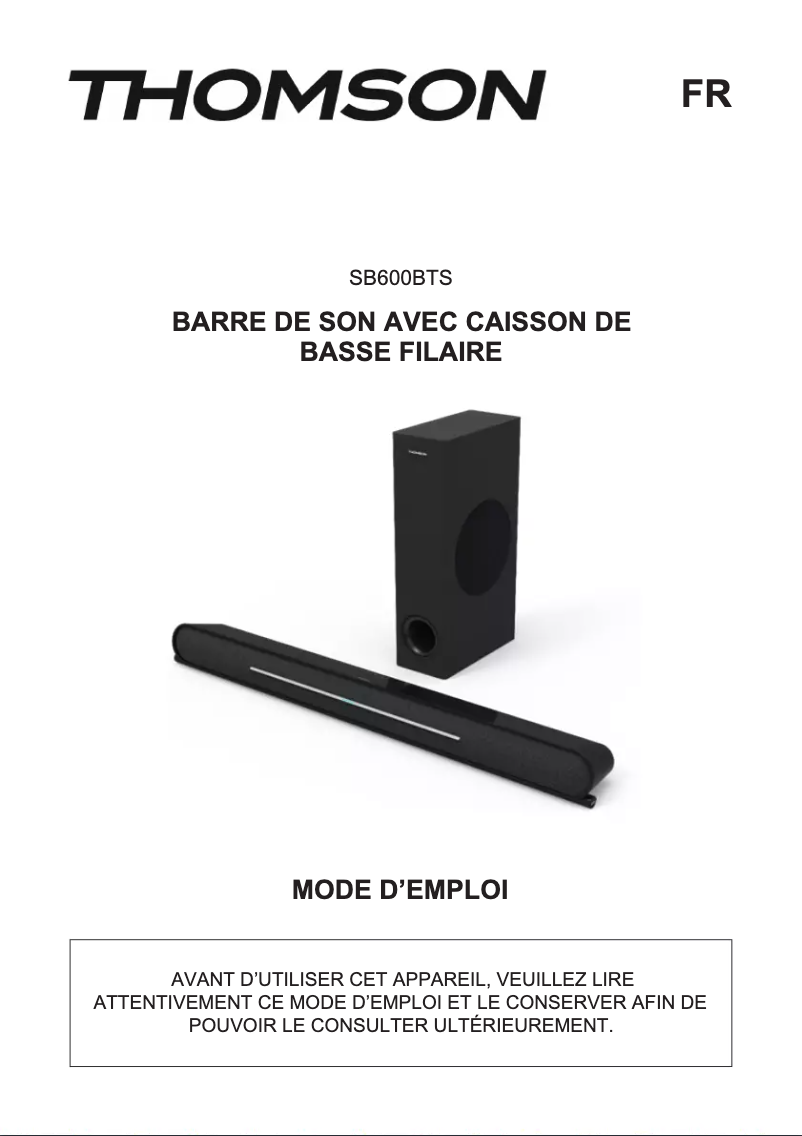 Image de la première page du manuel de l'appareil SB600BTS