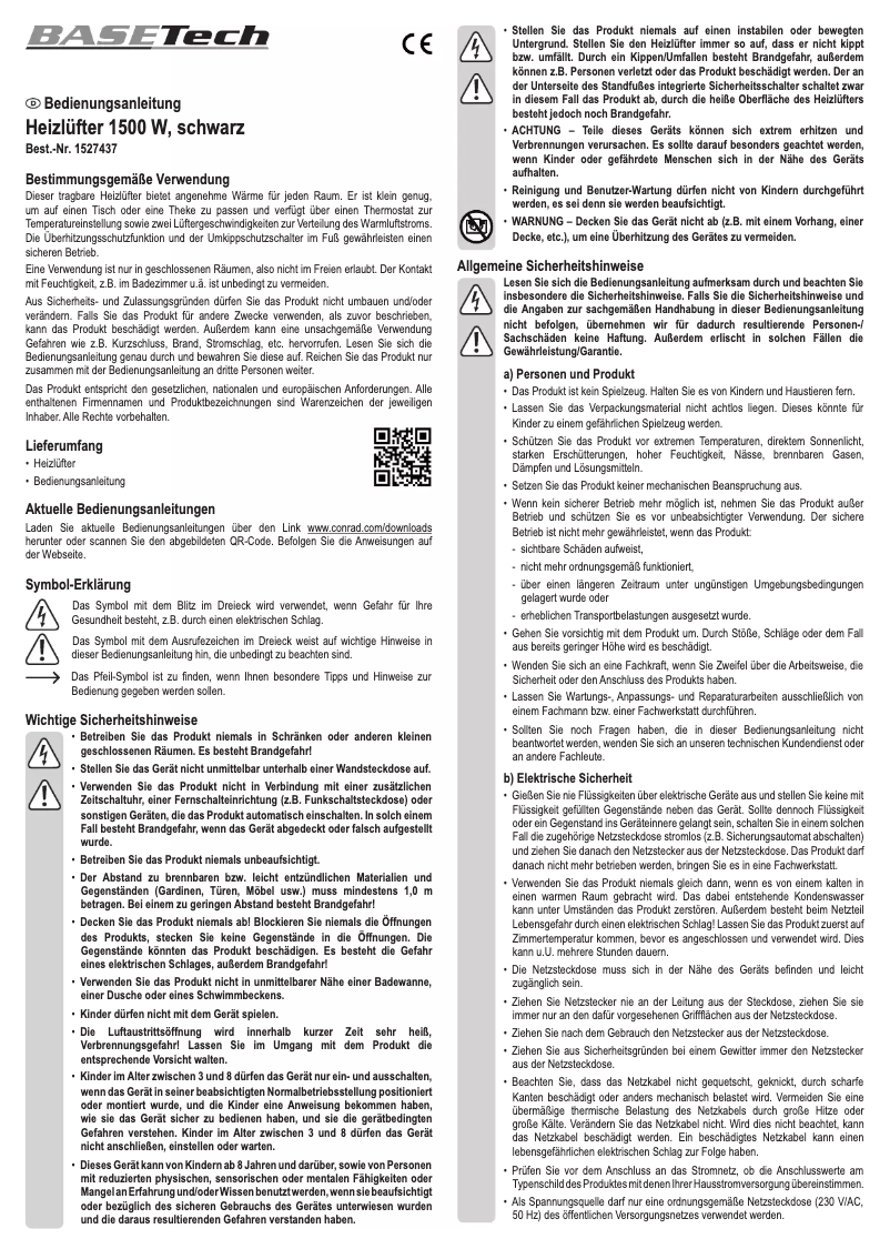 Page n°1 - Manuel utilisateur BaseTech NDQ1360