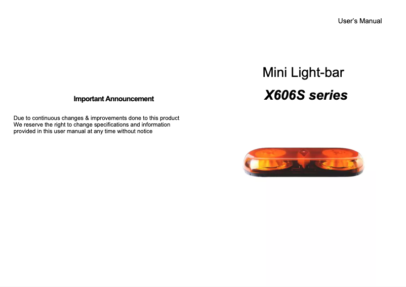 Page 1 de la notice Manuel utilisateur Epcom X606-SR