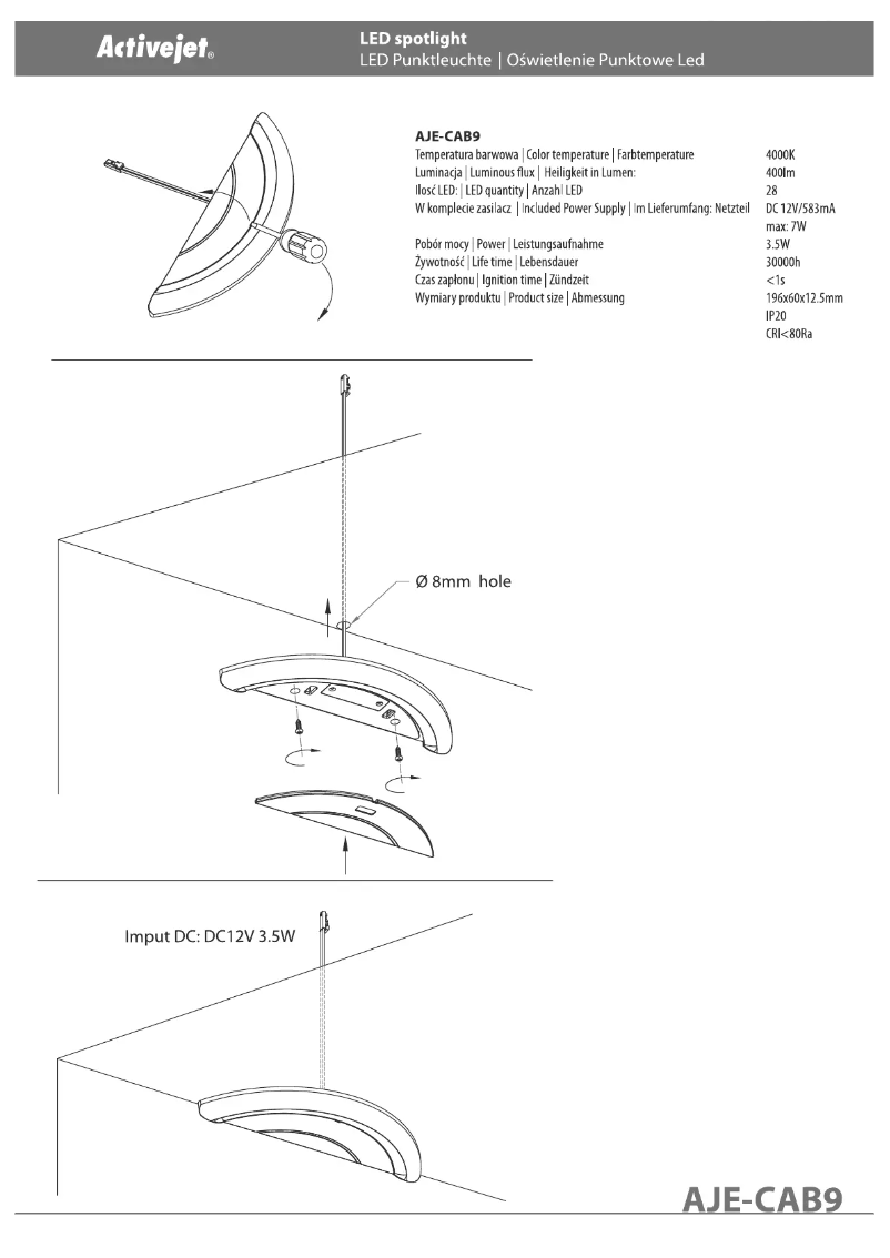Page n°1 - Manuel utilisateur ActiveJet Activejet AJE-CAB9
