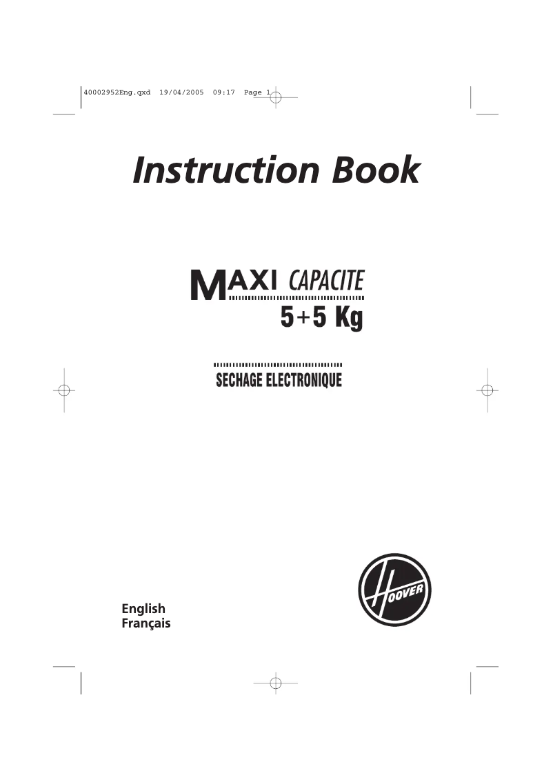 Page 1 de la notice Manuel utilisateur Hoover HW 355- 47