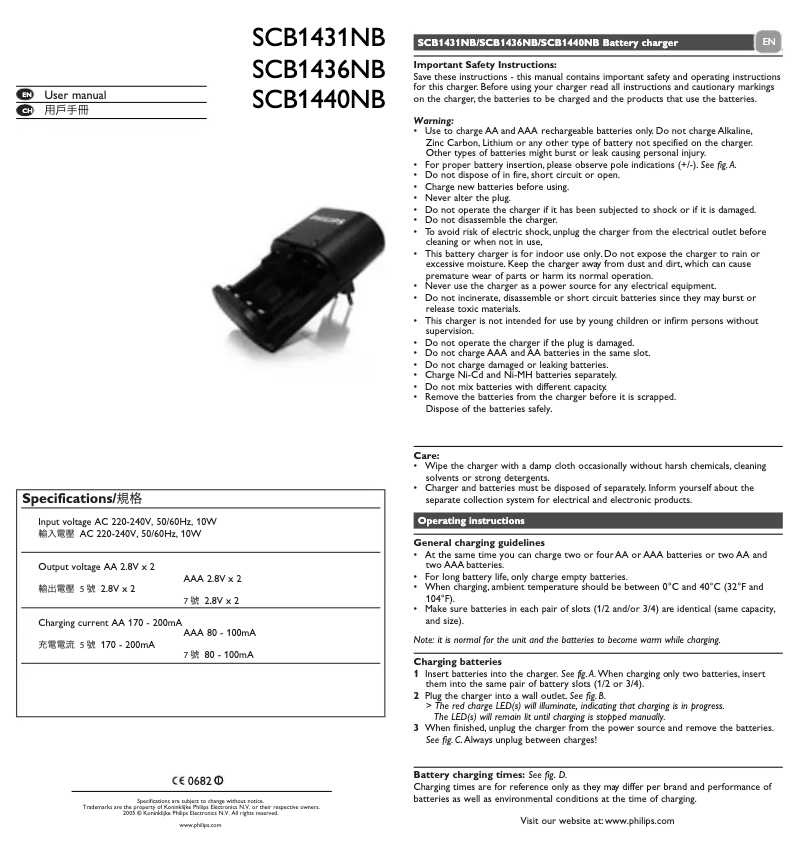 Page n°1 - Manuel utilisateur Philips MultiLife SCB1431NB