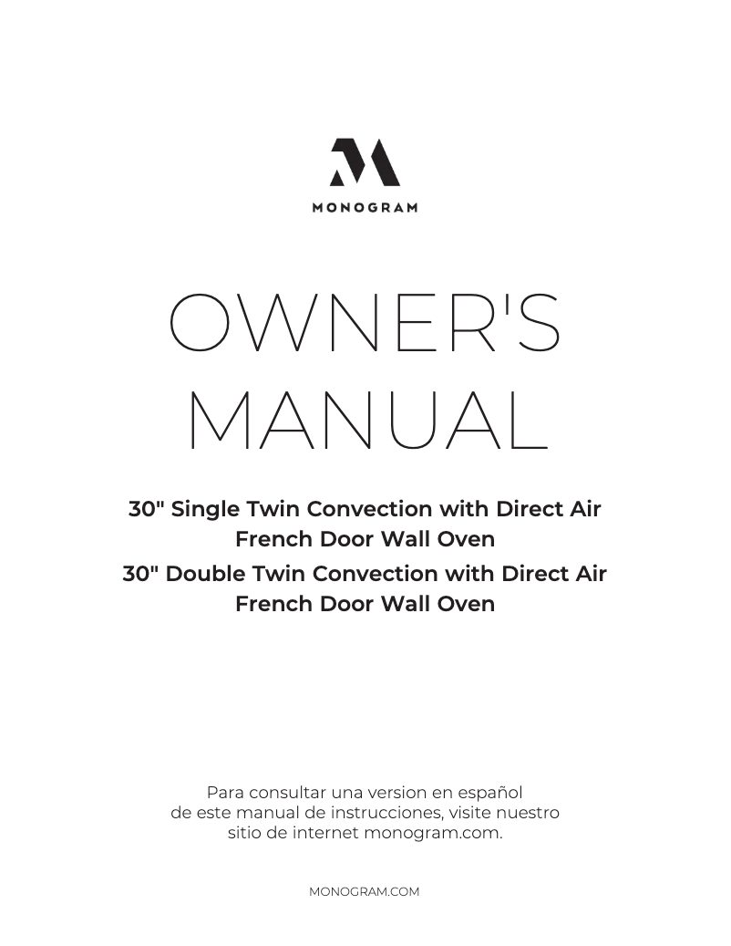 Página 1 del manual Manual de uso y mantenimiento Monogram ZTDX1FPSNSS