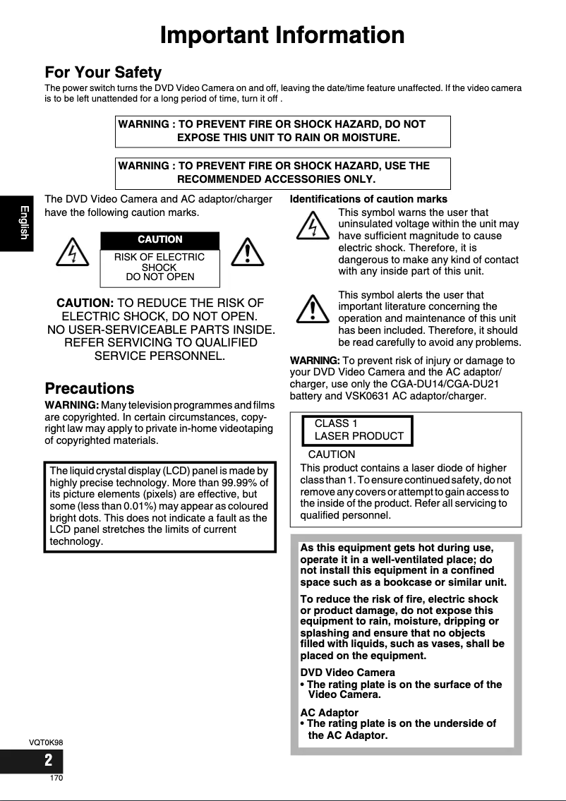 Image de la première page du manuel de l'appareil VDR-M50GC