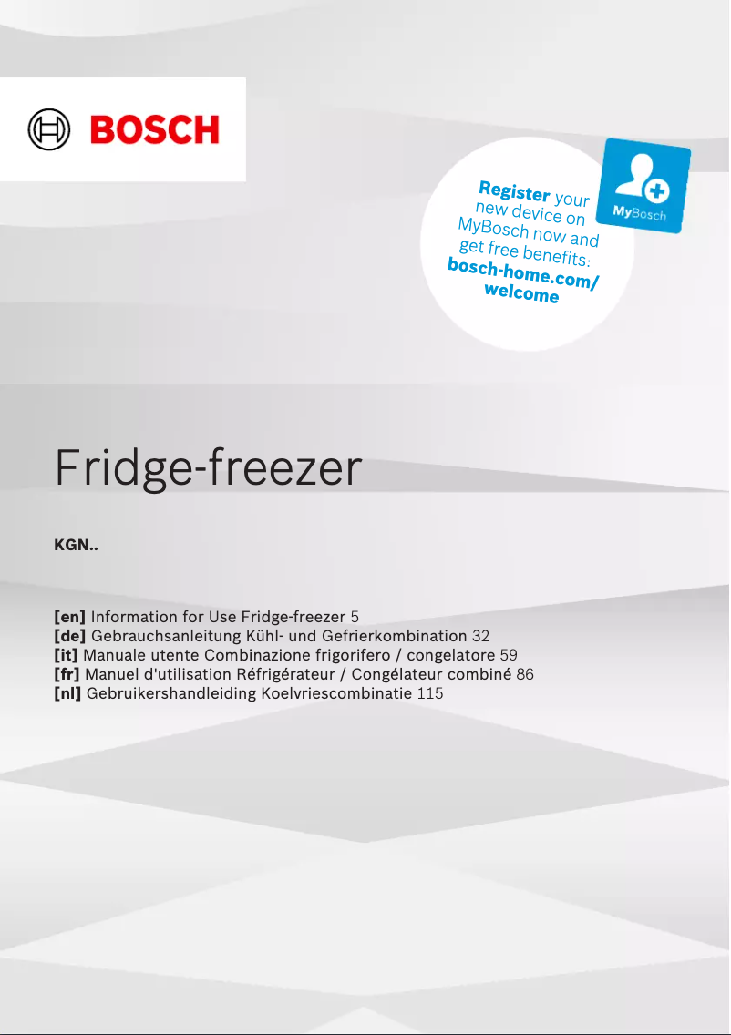 Page n°1 - Manuel utilisateur Bosch KGN493LDC