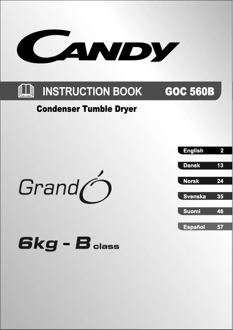 Page n°1 - Manuel utilisateur Candy GOC 560B-S