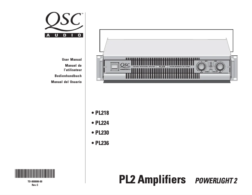 Page 1 de la notice Manuel utilisateur QSC PL224
