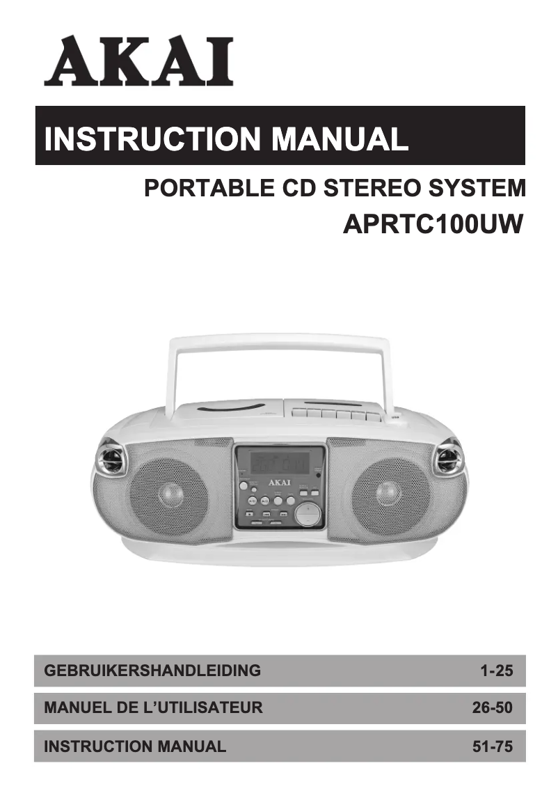 Page n°1 - Manuel utilisateur AKAI APRTC100UW
