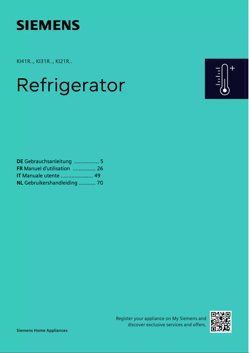 Page 1 de la notice Manuel utilisateur Siemens KI41REDD1
