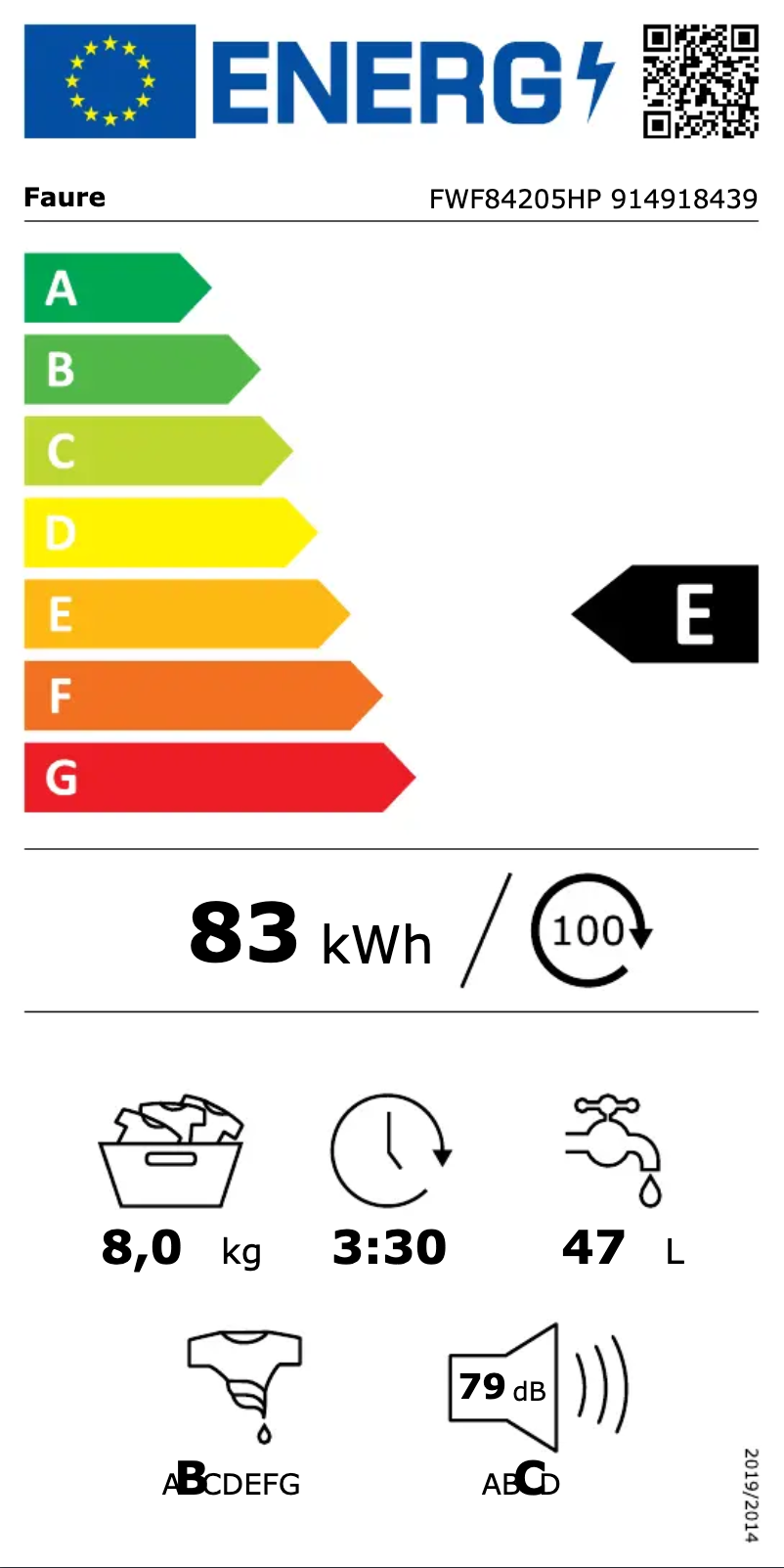 Page n°1 - Label énergétique Faure FWF84205HP
