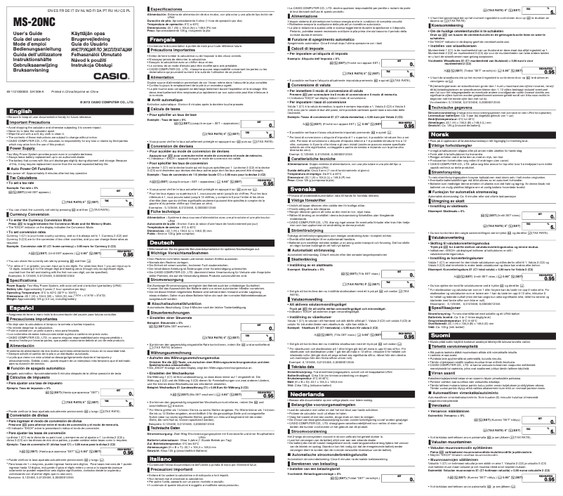 Page 1 de la notice Manuel utilisateur Casio MS-20NC