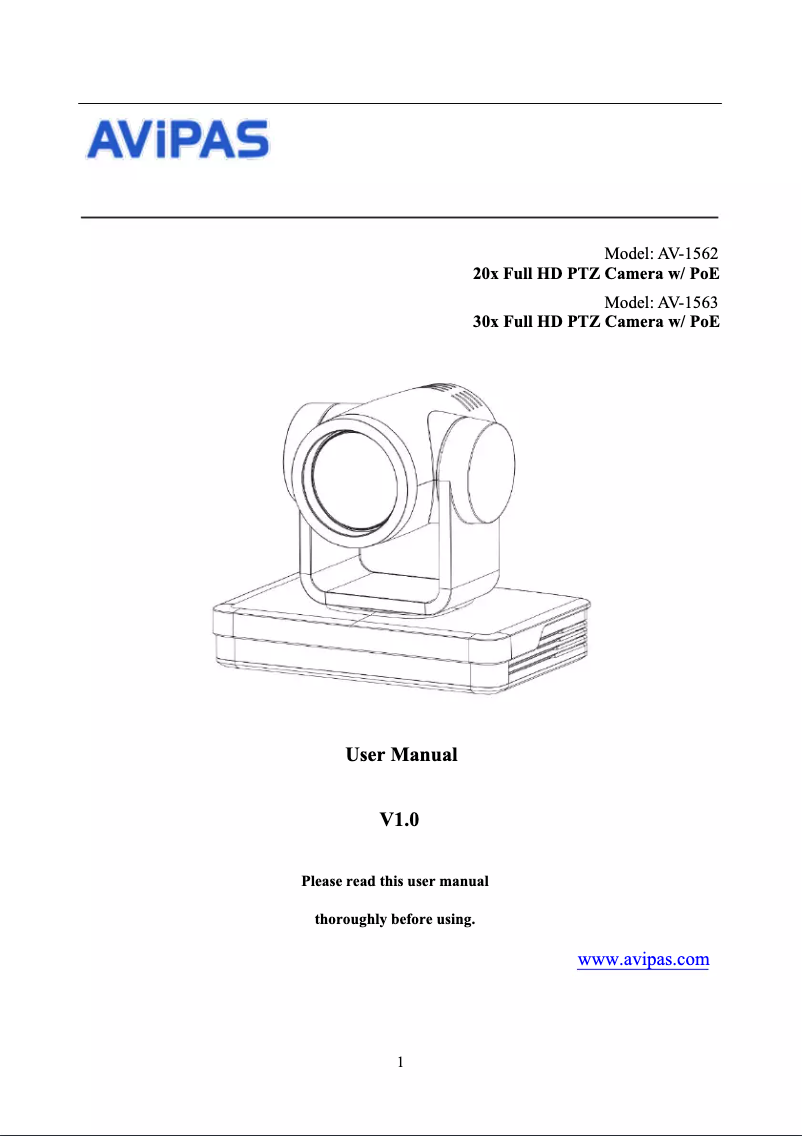 Page n°1 - Manuel utilisateur AViPAS AV-1563