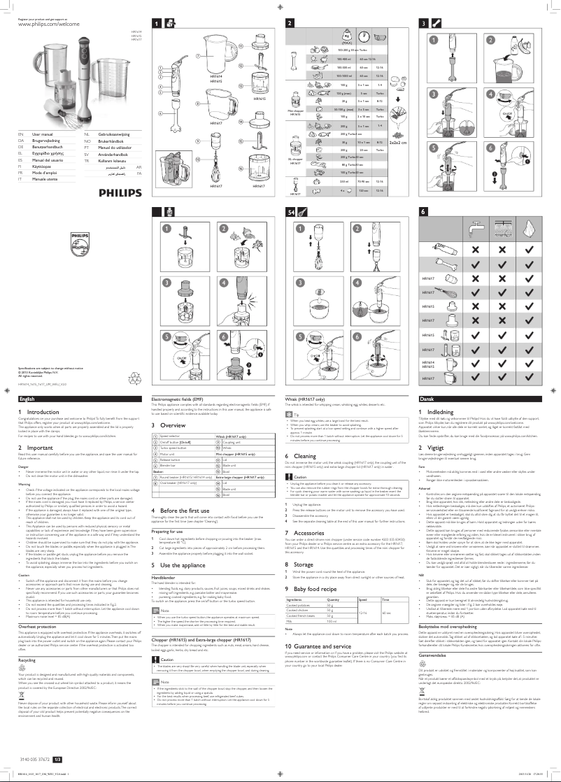 Image de la première page du manuel de l'appareil Viva Collection HR1617