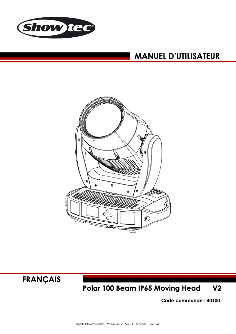 Page 1 de la notice Manuel utilisateur Showtec Polar 100 Beam